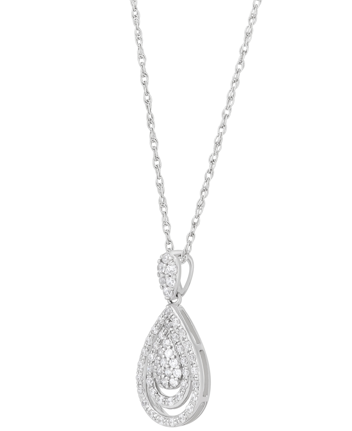 Macy's 2-pc. Set Diamond Teardrop Pendant Necklace & Matching Earrings (1 Ct. T.w.) In Sterling Silver In Sterling Silver