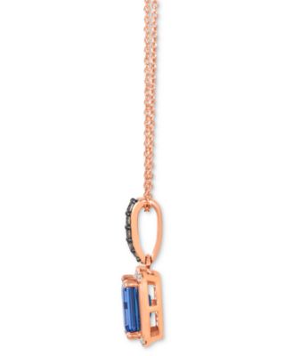 Tanzanite (3/4 ct. t.w.) & Diamond (1/6 ct. t.w.) 20" Adjustable Pendant Necklace in 14k Rose Gold
