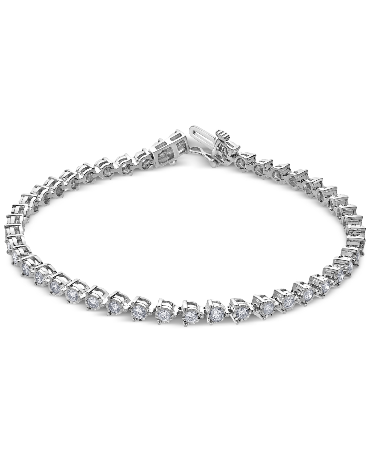 Macy's Diamond Bezel Tennis Bracelet (2 Ct. T.w.) In 14k White Gold In White Gold