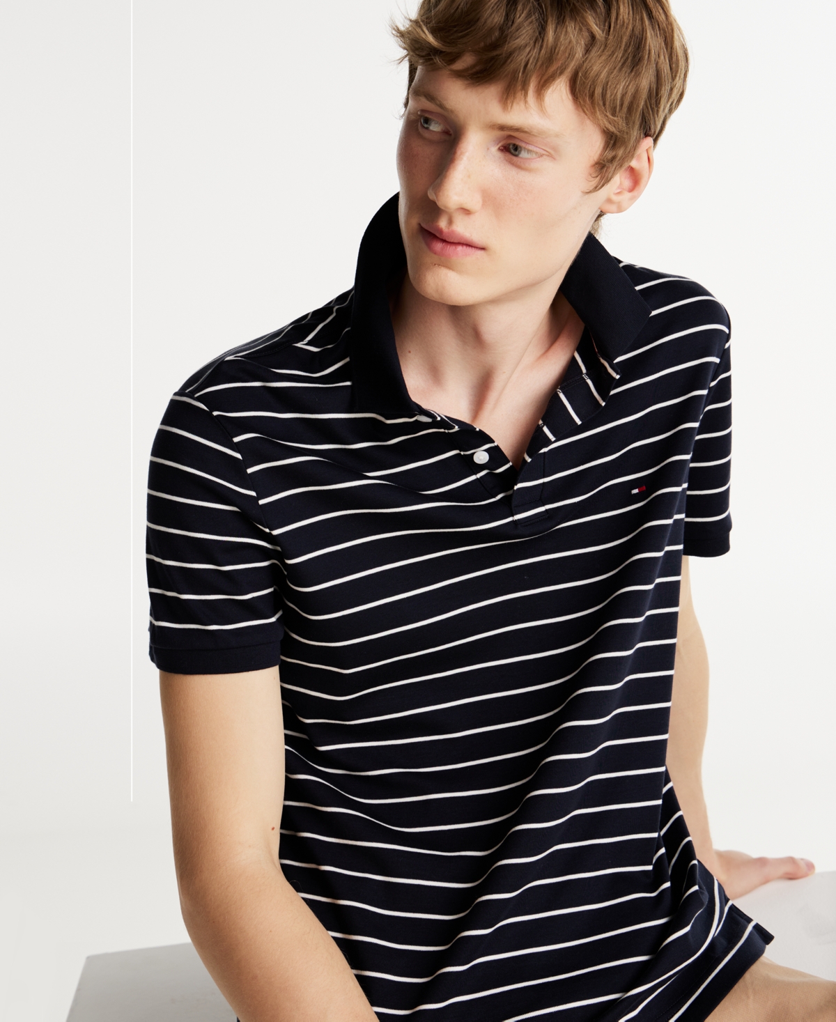 Tommy Hilfiger Short-sleeved Polo Shirt In Desert Sky,ecru