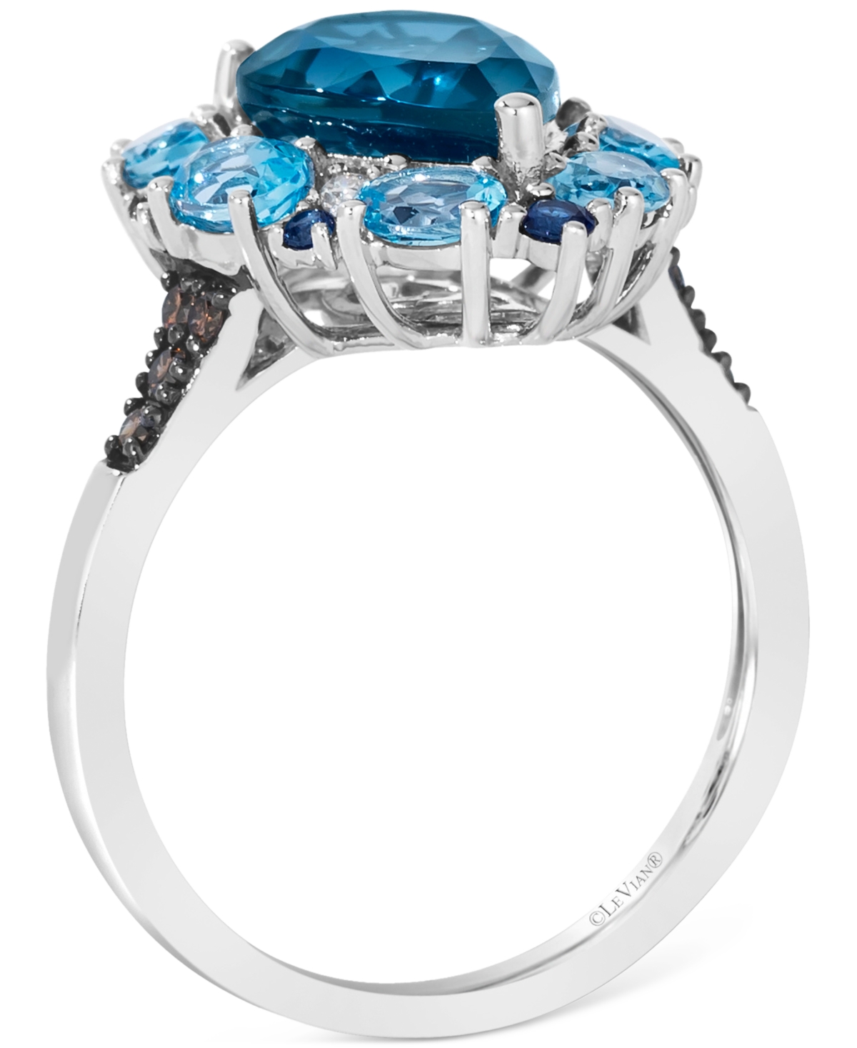 Le Vian Multi-Gemstone (4-1/2 ct. t.w.) & Diamond (1/6 ct. t.w.) Pear-Shape Ring in 14k White Gold - 14K Vanilla Gold Ring
