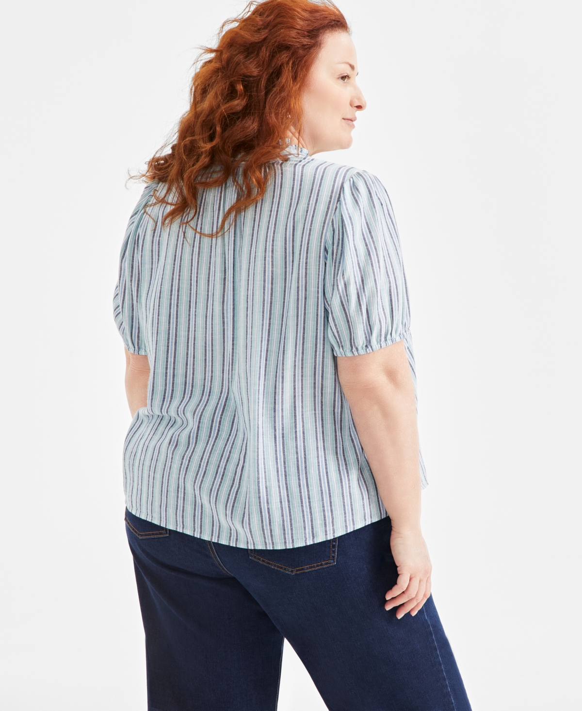 Style & Co Plus Size Striped Ruffled Popover Top, Exclusively at Macy's