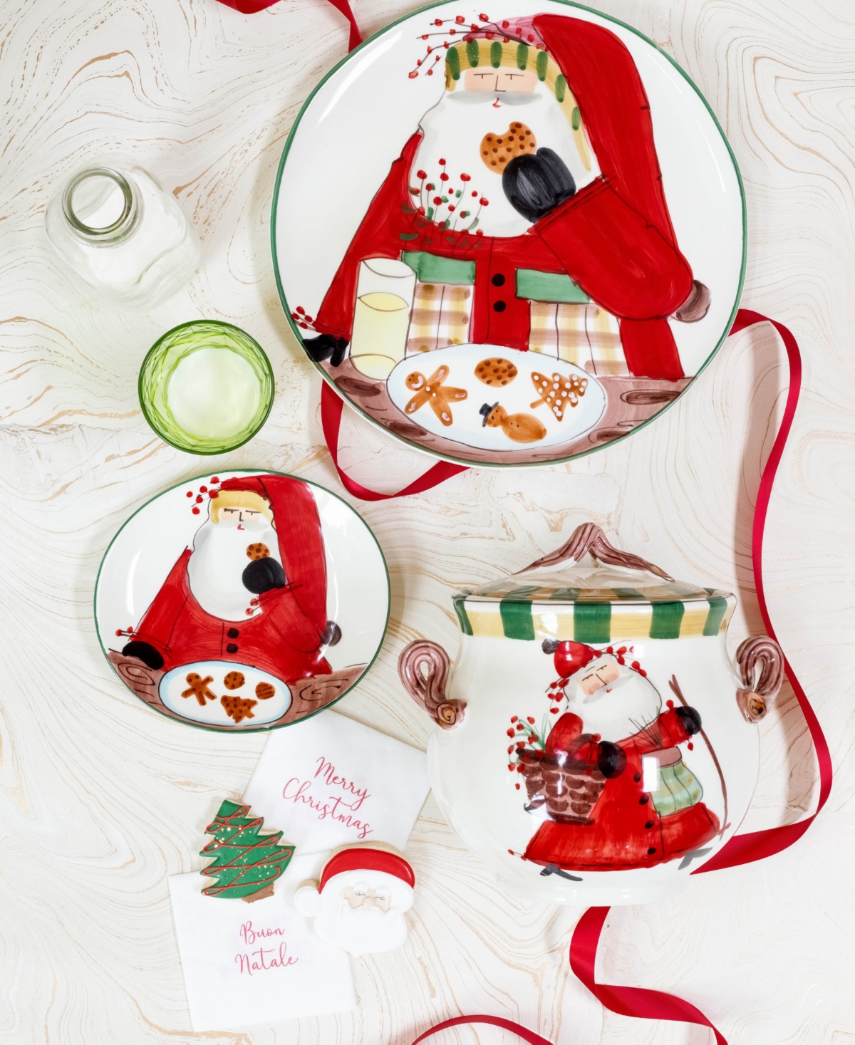 Vietri Old St. Nick Biscotti Jar In Multi Color