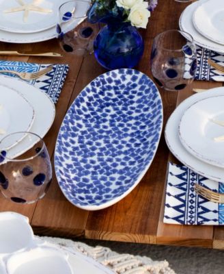 Santorini Flower Narrow Oval Platter