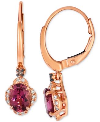 Passion Fruit Tourmaline (1-3/8 ct. t.w.) & Diamond (1/10 ct. t.w.) Drop Earrings in 14k Rose Gold
