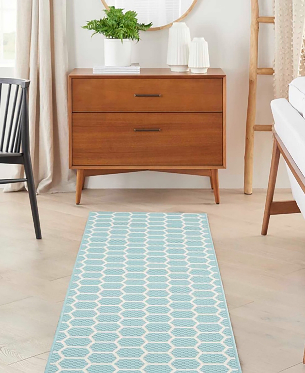 Nourison Home Twist Reversible Tws01 2'2"x10' Runner Area Rug In Aqua