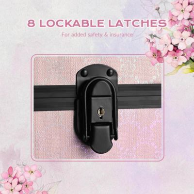 4in1 Rolling Makeup Train Case Cosmetic Organizer Blush ForgetMeNot