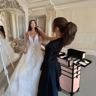 4in1 Rolling Makeup Train Case Cosmetic Organizer Blush ForgetMeNot