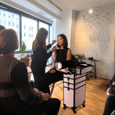 4in1 Rolling Makeup Train Case Cosmetic Organizer Blush ForgetMeNot