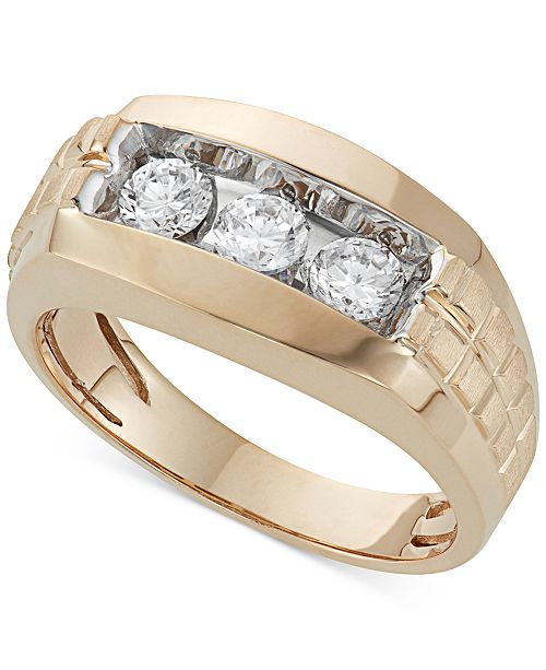 Macy's Men's Diamond Trinity Ring (1 ct. t.w.) in 10K Gold & Reviews