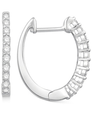 image of Diamond Small Hoop Earrings (1/4 ct. t.w.) in 14k White Gold, 0.6