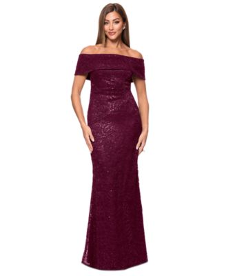 XSCAPE - Women's Sequined Lace Off-The-Shoulder Gown