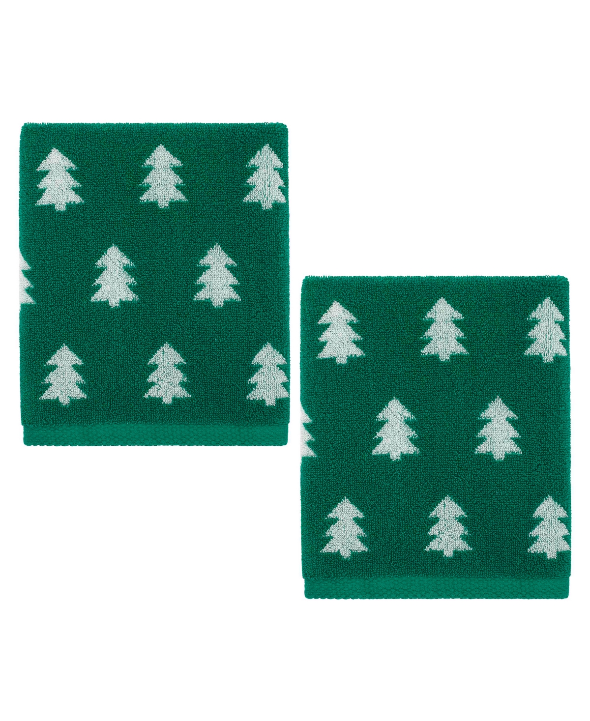 NICOLE MILLER FESTIVE PINE 2-PACK COTTON HAND TOWEL SET, 28" X 16" 