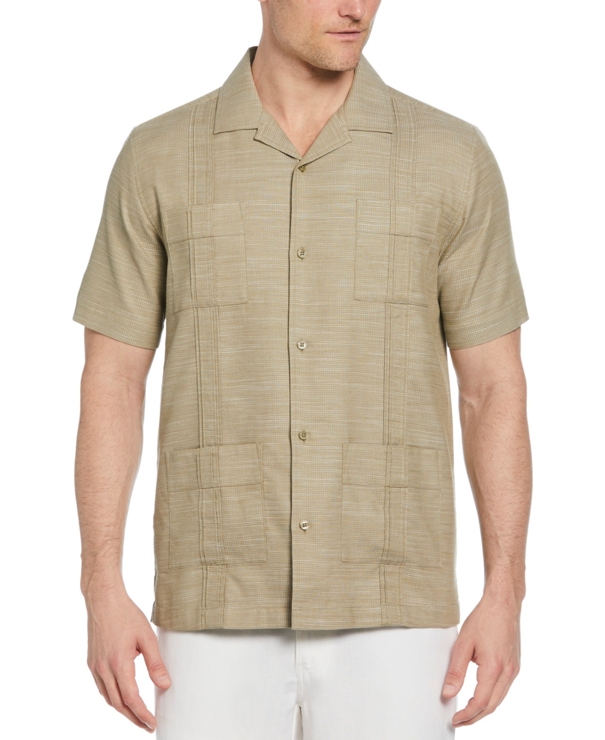 Men's Gauze Short Sleeve Button-Front Guayabera Shirt - Aloe