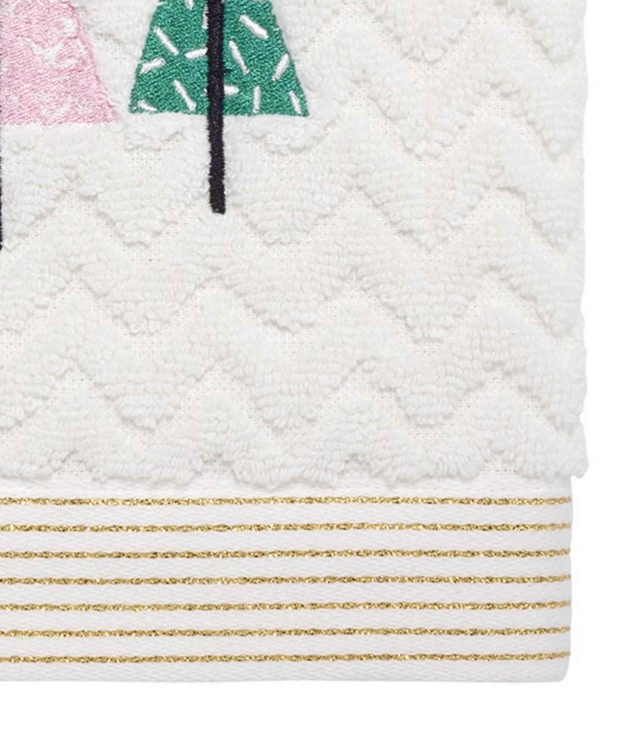 Nicole Miller Chic Tree 2-pack Cotton Hand Towel Set, 28" X 16" In White
