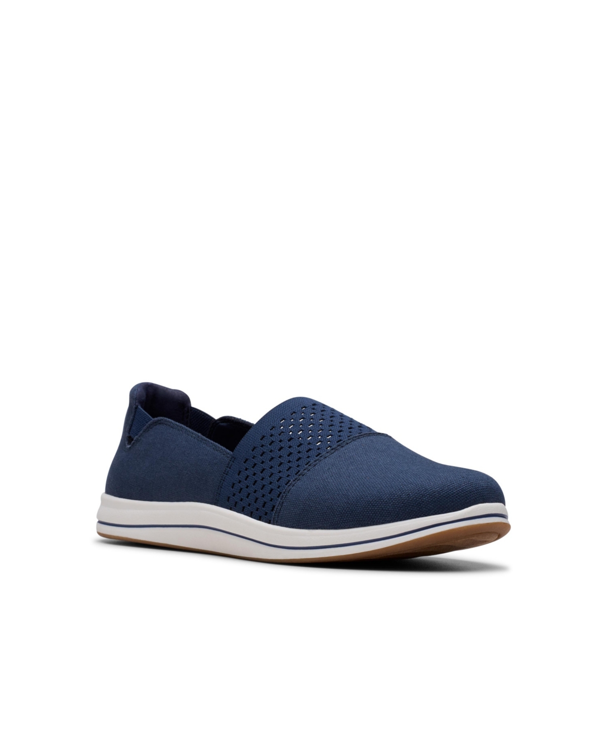 Clarks Women's Cloud Steppers Breeze Vibe Flat Shoes In Navy Textile