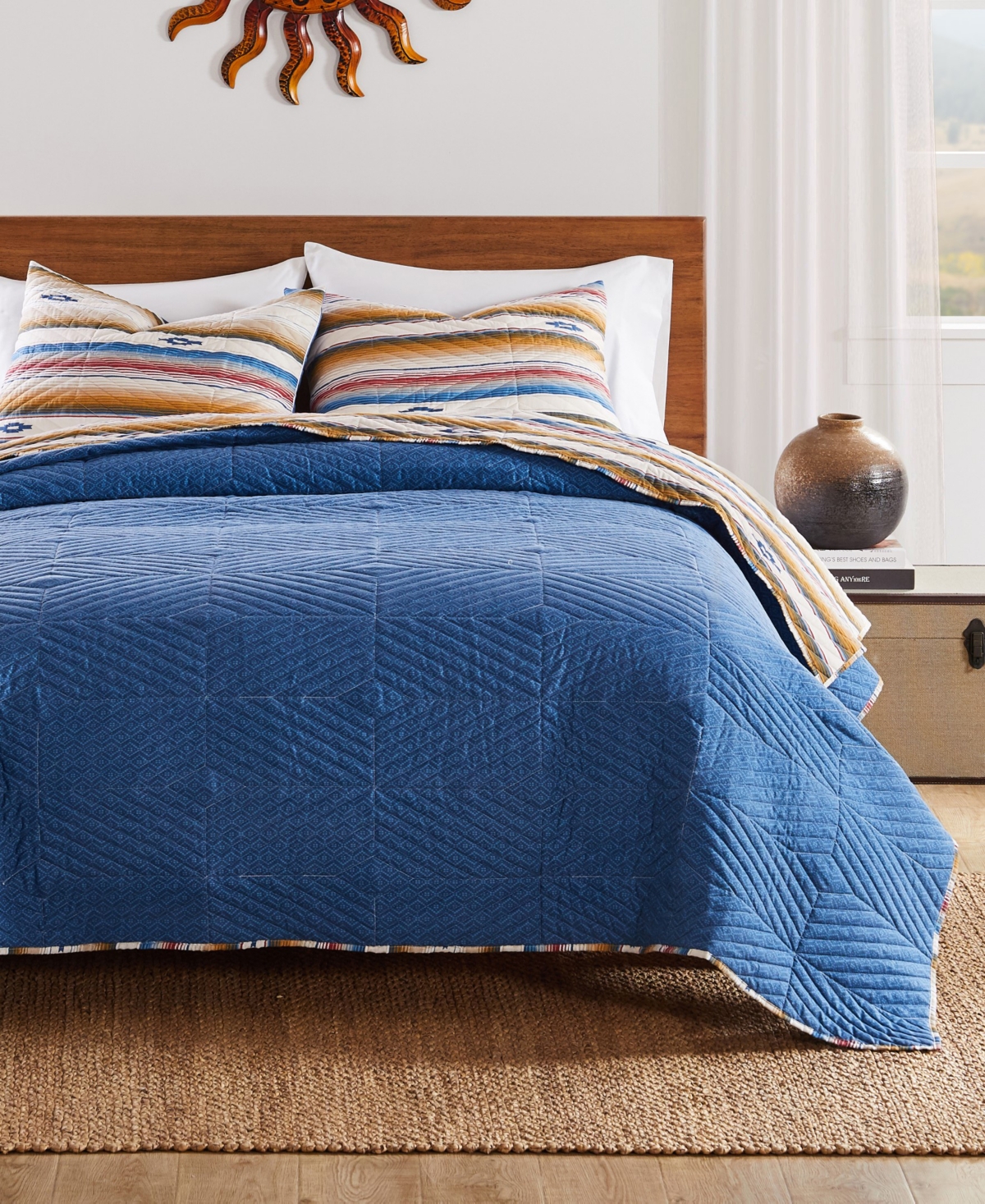 Greenland Home Fashions Painted Desert Southwestern 3-pc. Quilt Set, Full/queen In Sapphire