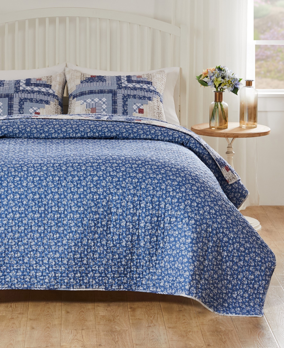 Greenland Home Fashions Cottage Cabin Finely Stitched 3-pc. Quilt Set, Full/queen In Calico