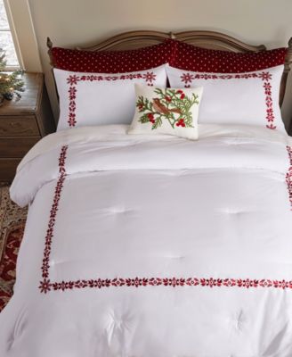 Holly Thistle Embroidered 3-Pc. Comforter Set, King/California King