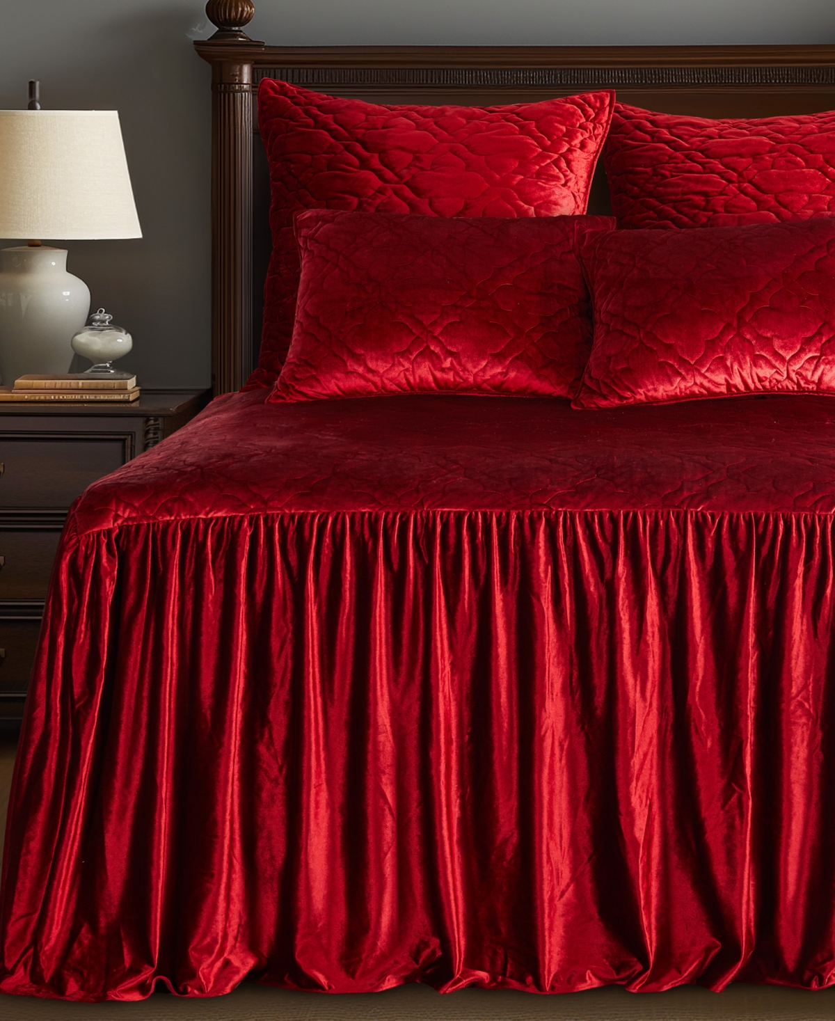 Levtex Caserta Velvet Bedspread, Full In Red