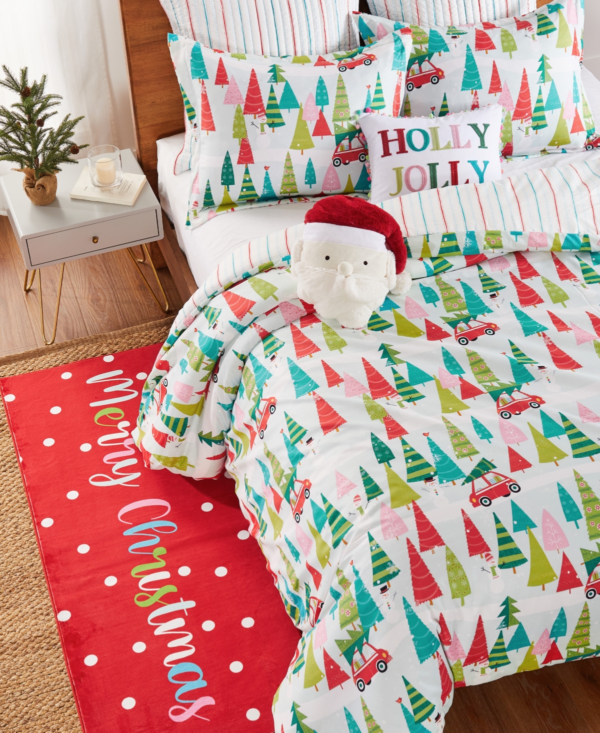 Levtex Merry Bright Holly Jolly Reversible 3-pc. Duvet Cover Set, King In Red
