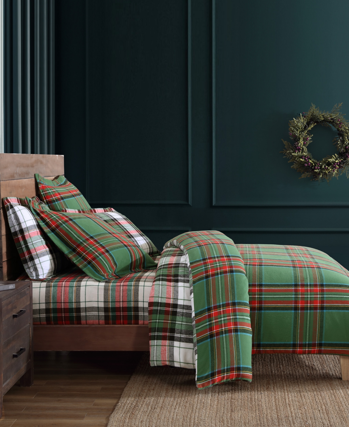 Levtex Spencer Plaid Flannel 3-pc. Comforter Set, King/california King In Green