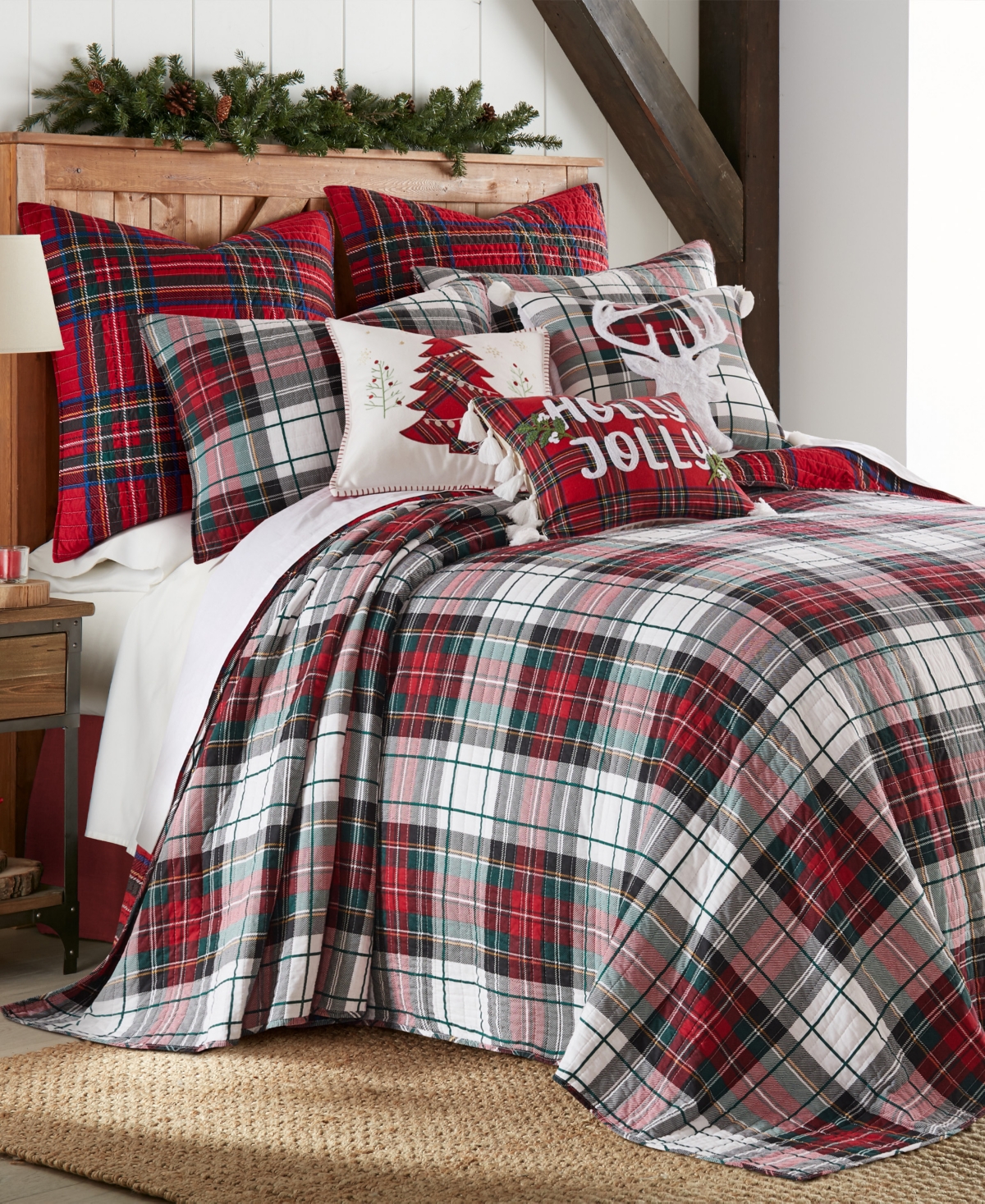 Levtex Spencer Plaid Reversible Bedspreads In Red