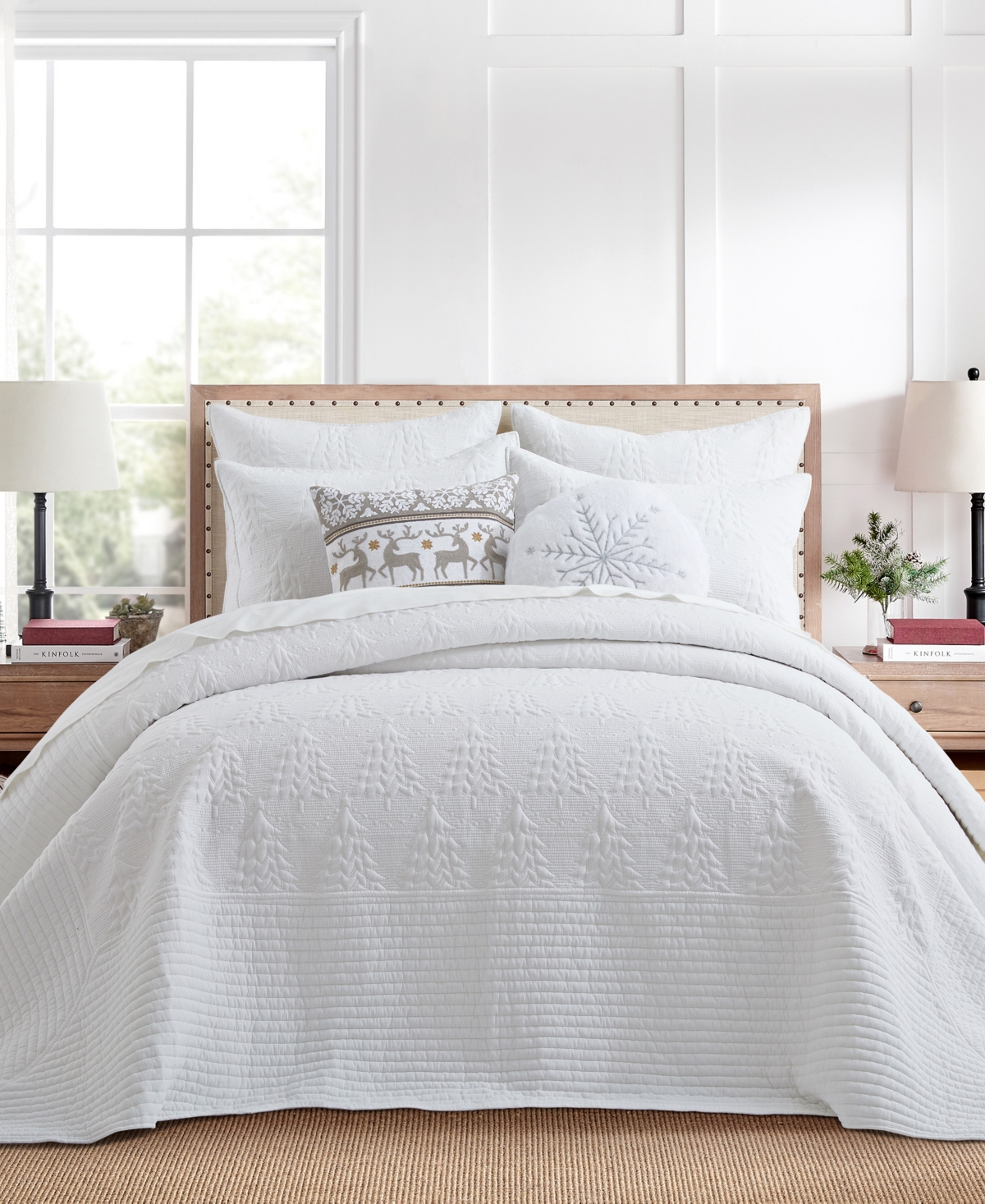 Levtex O Christmas Tree Stitching 2-pc. Bedspread Set, Twin/twin Xl In White