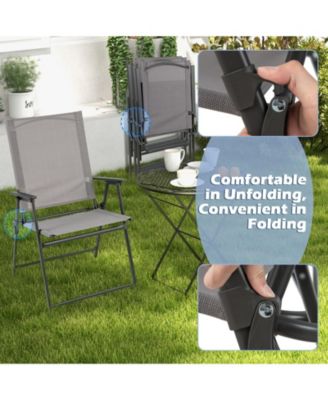 2 Pieces Patio Folding Chairs with Armrests for Deck Garden Yard