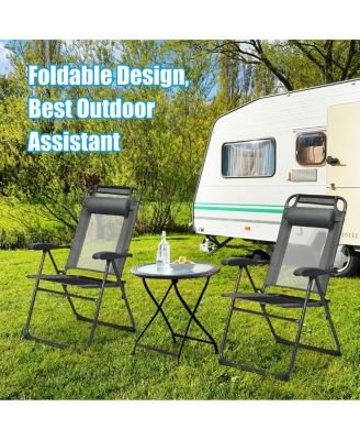4 Pieces Patio Garden Adjustable Reclining Folding Chairs with Headrests
