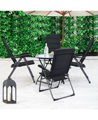 Set of 4 Patio Folding Chairs with Adjustable Backrests