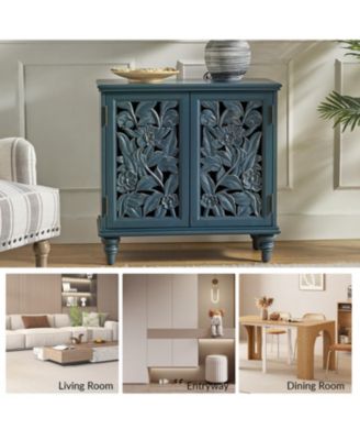 LuLu Traditional 32"Tall 2 Door Accent Cabinet Solid Wood Spindle Legs