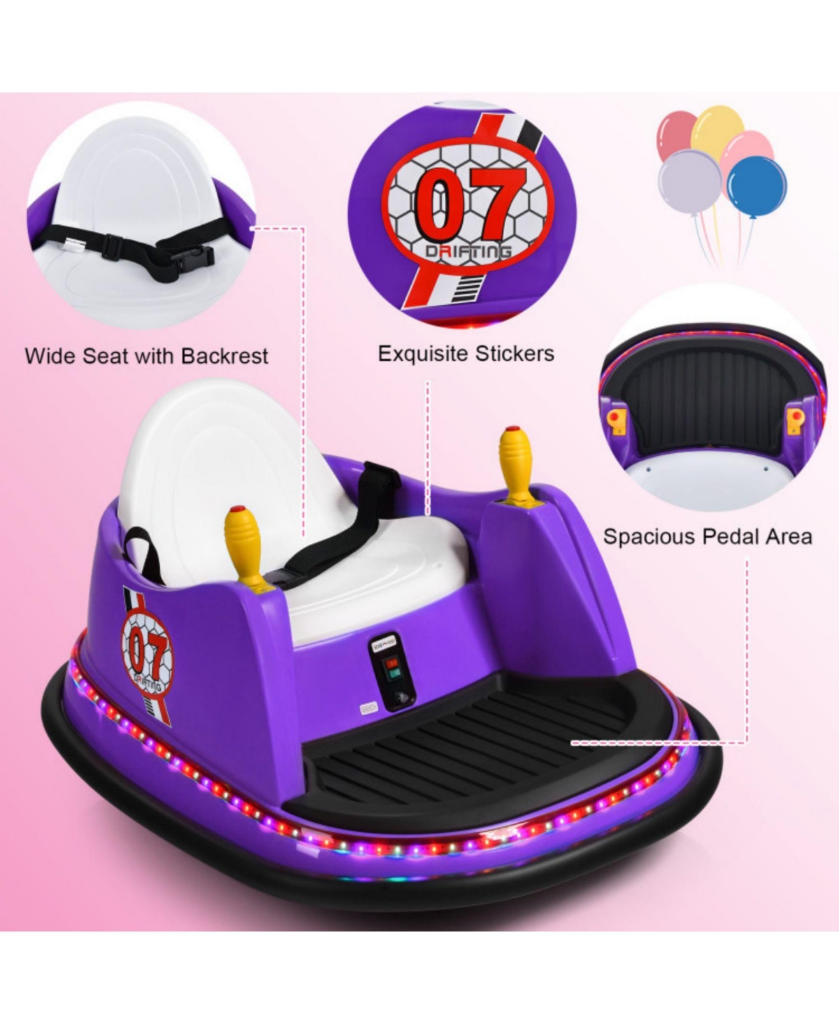 Sugift 12V Kids Ride On Bumper Car 360-Degree Spin Race Toy with Remote Control