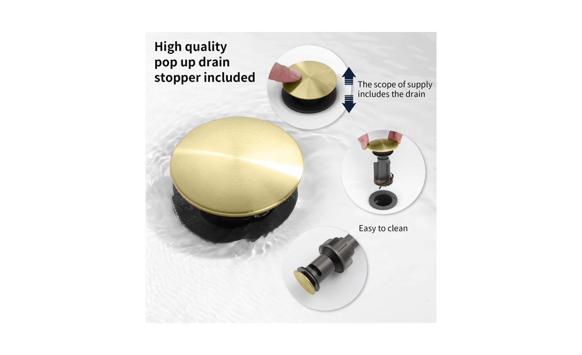 Slickblue 2-Handle 8-Inch Widespread BrushedBathroom Sink Faucet with 360° Swivel Spout, 3-Hole Vanity Basin Lavatory Faucet - Gold