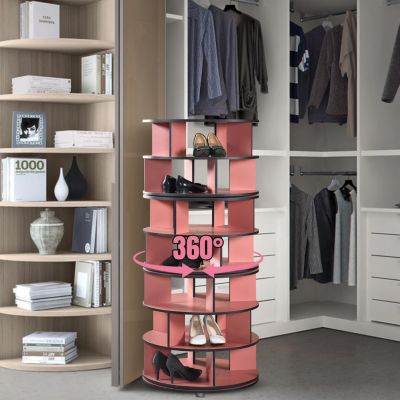 7-Tier Rotating Shoe Rack Organizer with 360° Spinning Lazy Susan Tower for Entryway and Closet