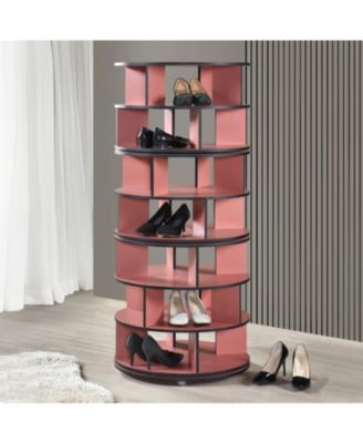 7-Tier Rotating Shoe Rack Organizer with 360° Spinning Lazy Susan Tower for Entryway and Closet