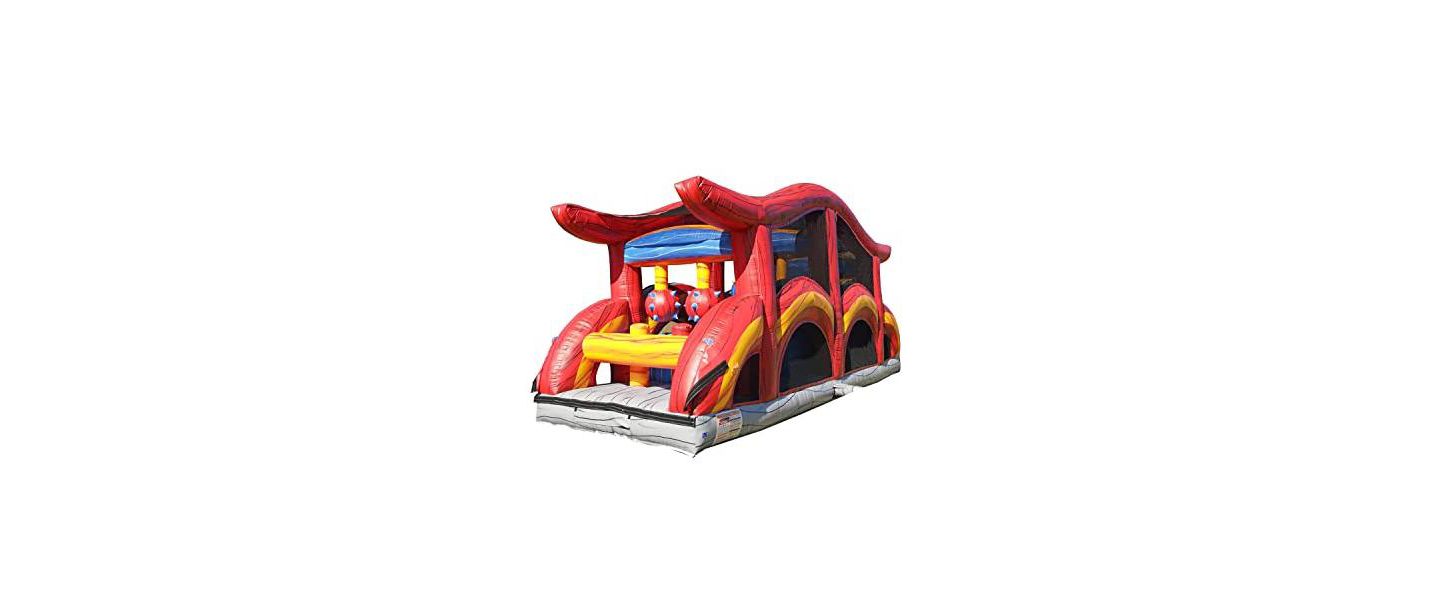 Детская игрушка Jumporange Shadow Inflatable Obstacle Course Bounce House with Slide, Commercial Grade, Up to 4 Participants, от 3 лет, цвет: Красный / Жёлтый — фото 1