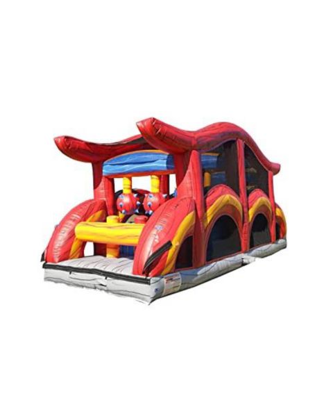 Детская игрушка Jumporange Shadow Inflatable Obstacle Course Bounce House with Slide, Commercial Grade, Up to 4 Participants, Ages 3+, цвет: Красный / Жёлтый