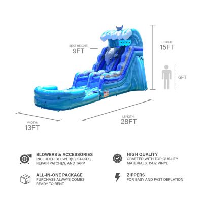 Dolphin 15 ft Inflatable Water Slide (with Blower)