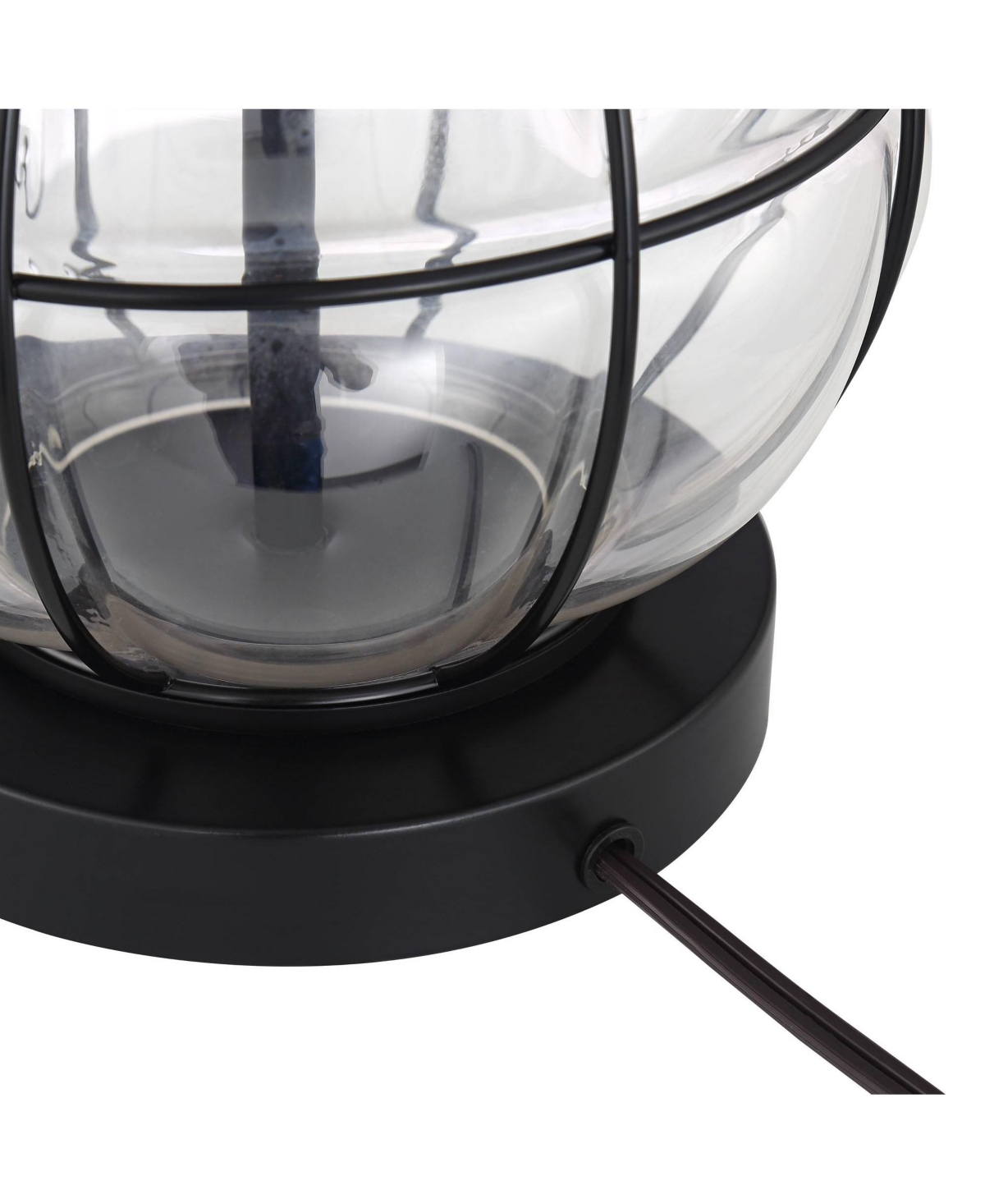 360 Lighting Eric Rustic Table Lamps High Set of 2 Dark Bronze Brown Clear Blown Glass Gourd Burlap Fabric Drum Shade for Living Room Bedroom Hous