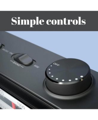 Portable AM/FM Radio with Speaker, Battery Operated, Compact Design, Analog Tuning, and Headphone Jack - Black