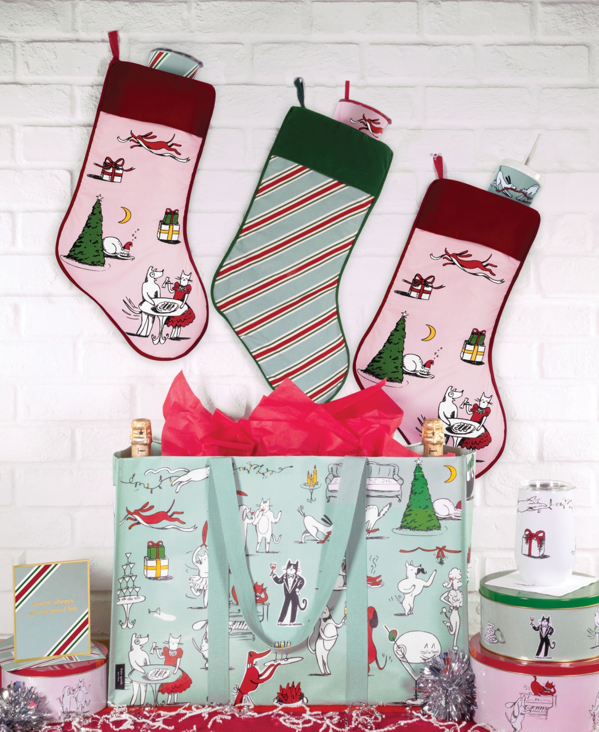 Kate Spade New York Holiday Card Set In Luna Stripe