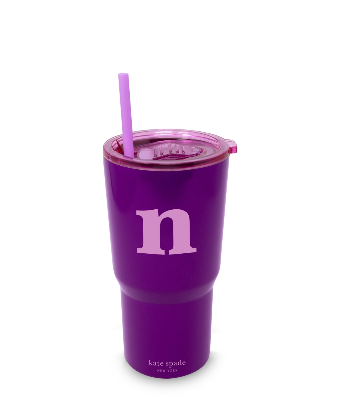 New York Just Mine Initial Stainless Steel 20 oz. Tumbler, N - Purple