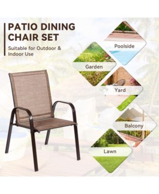 2 Pieces Patio Outdoor Dining Chair with Armrest