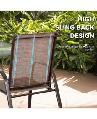 2 Pieces Patio Outdoor Dining Chair with Armrest