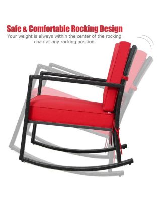 Patio Rattan Rocker Outdoor Glider Rocking Chair Cushion Lawn