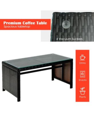 SUGIFT 4 Pieces Patio Rattan Cushioned Furniture Set