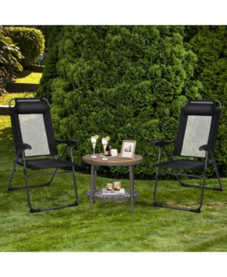 2 Pieces Patio Adjustable Folding Recliner Chairs with 7 Level Adjustable Backrest