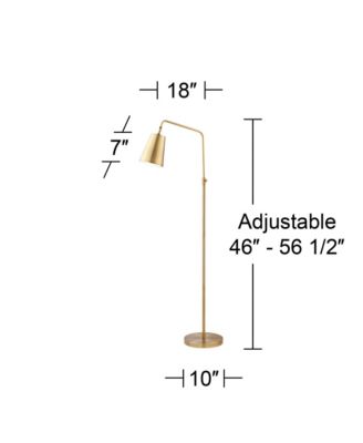 Zella Modern 48" Tall Standing Floor Lamp Skinny Downbridge Adjustable Height Foot Switch Gold Metal Brass Finish