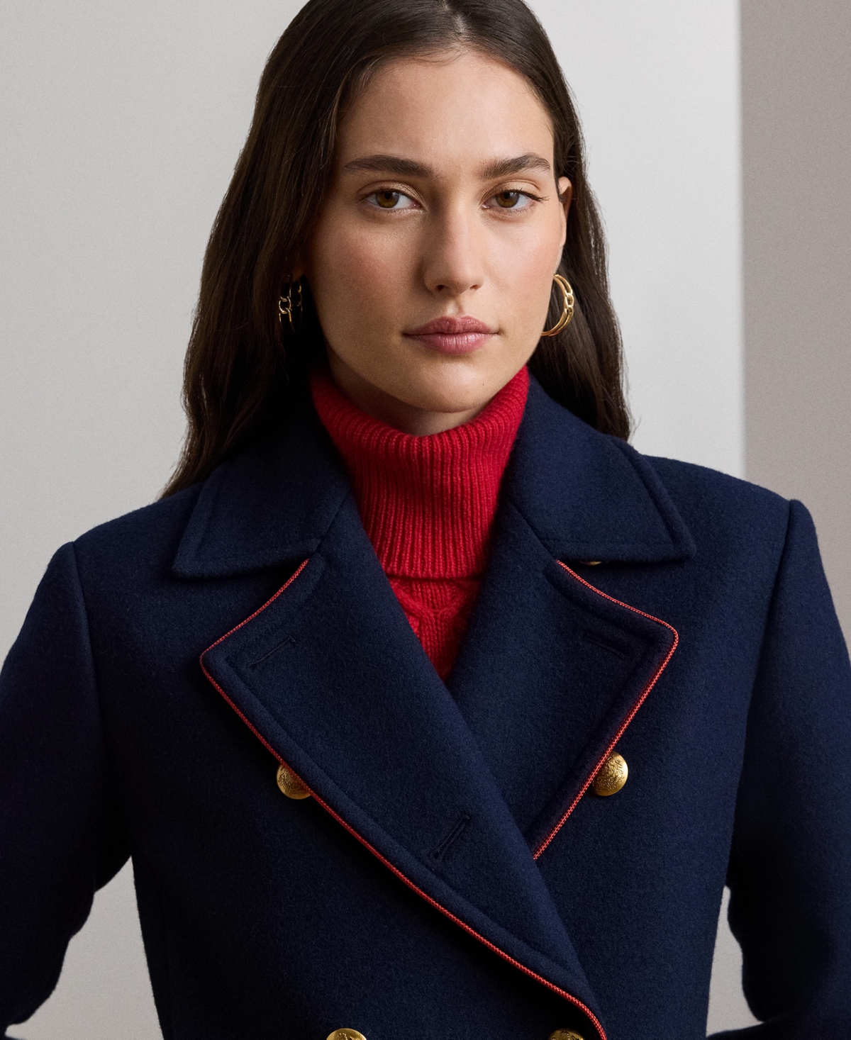 Lauren Ralph Lauren Women's Wool-Blend Double-Breasted Coat -festive Red